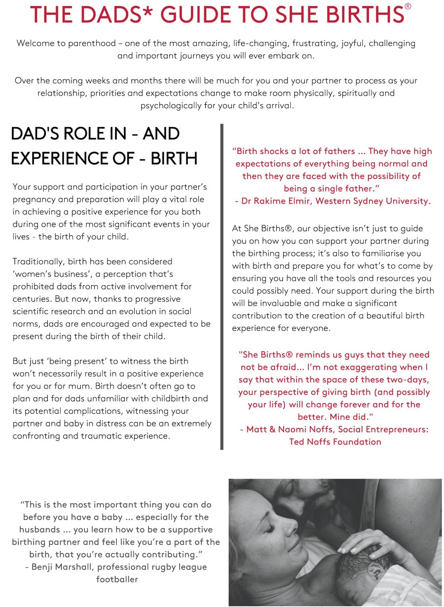 The dad's guide to She Births®. Tap to download PDF.